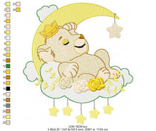 Carica l&#39;immagine nel visualizzatore di Gallery, Lion embroidery designs - Lioness embroidery design machine embroidery pattern - Sleeping lioness embroidery file - Moon embroidery download
