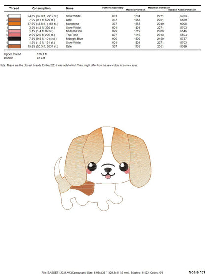 Basset Hound embroidery designs - Dog embroidery design machine embroidery pattern - Puppy embroidery file -  Pet embroidery download pes Marcia Embroidery