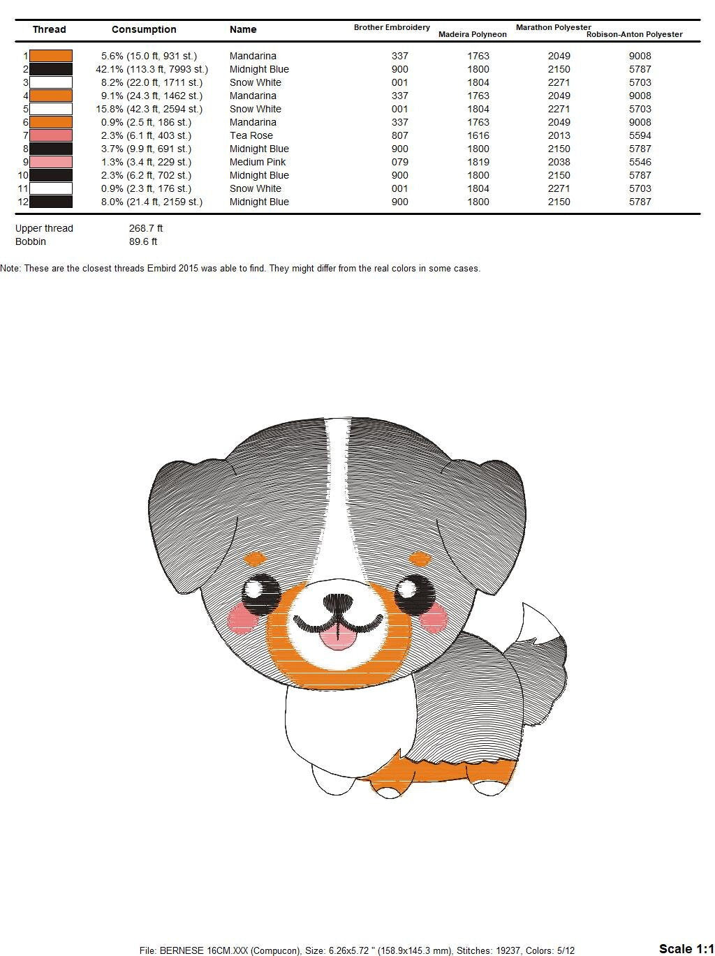 Bernese Mountain Dog embroidery designs - Dog embroidery design machine embroidery pattern - Puppy embroidery file - instant download pes Marcia Embroidery