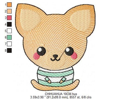 Chihuahua embroidery designs - Dog embroidery design machine embroidery pattern - Puppy embroidery file - Chihuahua embroidery download pes - Marcia Embroidery