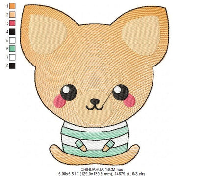 Chihuahua embroidery designs - Dog embroidery design machine embroidery pattern - Puppy embroidery file - Chihuahua embroidery download pes - Marcia Embroidery