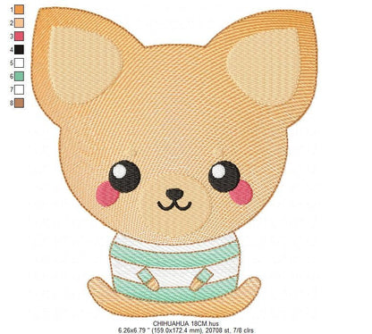 Chihuahua embroidery designs - Dog embroidery design machine embroidery pattern - Puppy embroidery file - Chihuahua embroidery download pes - Marcia Embroidery
