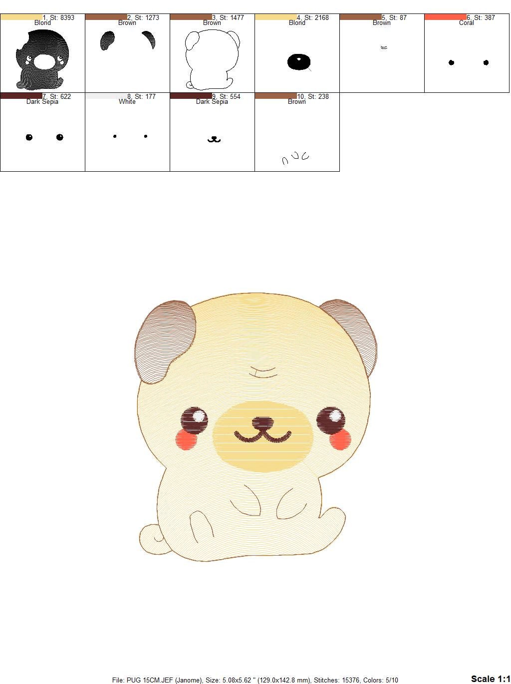 Pug embroidery designs - Dog embroidery design machine embroidery pattern - Puppy embroidery file -  Pet dogs embroidery download pes jef - Marcia Embroidery