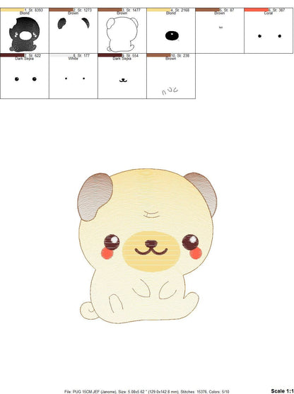 Pug embroidery designs - Dog embroidery design machine embroidery pattern - Puppy embroidery file -  Pet dogs embroidery download pes jef - Marcia Embroidery