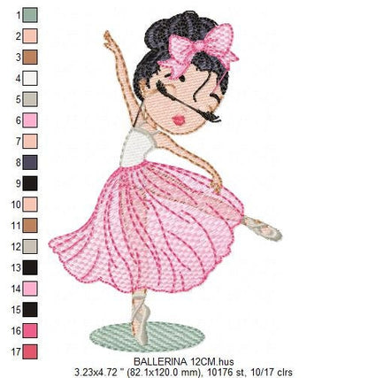 Ballerina embroidery designs - Ballet embroidery design machine embroidery pattern - Baby girl embroidery file Dancer instant download pes