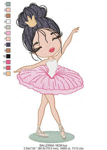 Ballerina embroidery designs - Ballet embroidery design machine embroidery pattern - instant download - Baby girl embroidery file dancer pes