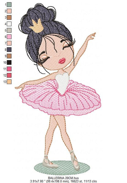 Ballerina embroidery designs - Ballet embroidery design machine embroidery pattern - instant download - Baby girl embroidery file dancer pes