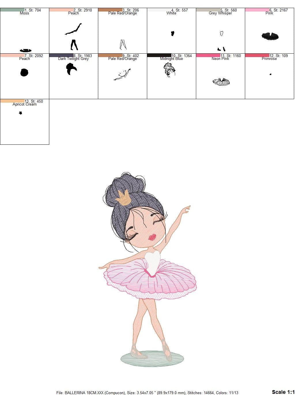 Ballerina embroidery designs - Ballet embroidery design machine embroidery pattern - instant download - Baby girl embroidery file dancer pes