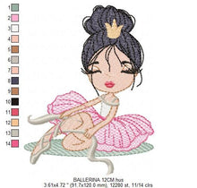Load image into Gallery viewer, Ballerina embroidery designs - Ballet embroidery design machine embroidery pattern - instant download - Princess embroidery file dancer
