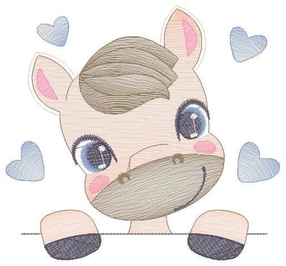 Horse embroidery design - Farm animals embroidery designs machine embroidery pattern - Peek a boo embroidery file - instant download pes jef Marcia Embroidery
