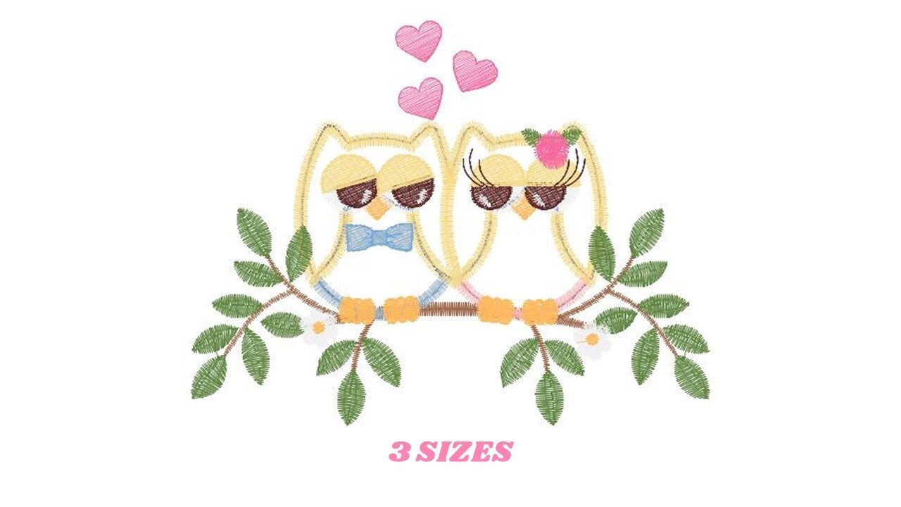 Owl embroidery design - Owl in love embroidery design machine embroidery pattern - Owl Family couple embroidery file - bird embroidery pes Marcia Embroidery