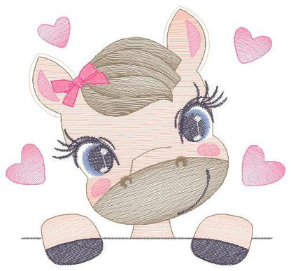 Female Horse embroidery design - Farm animals embroidery designs machine embroidery pattern - Peek a boo embroidery file - instant download Marcia Embroidery