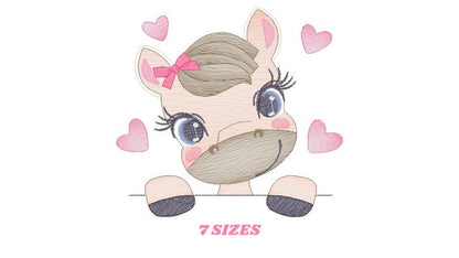 Female Horse embroidery design - Farm animals embroidery designs machine embroidery pattern - Peek a boo embroidery file - instant download Marcia Embroidery