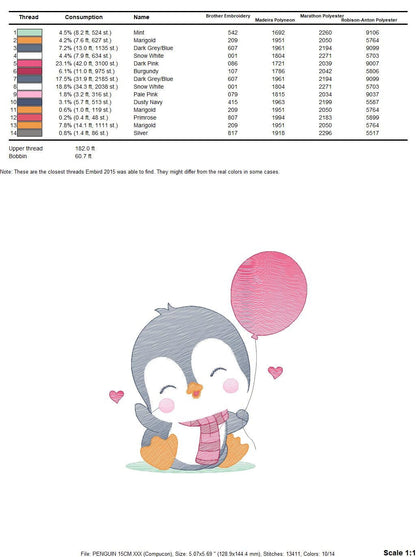 Penguin embroidery design - Animal embroidery designs machine embroidery pattern - Baby boy embroidery file - instant download Winter Cold Marcia Embroidery