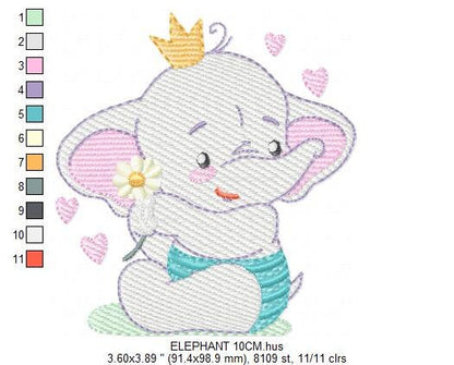 King Elephant embroidery designs - Animal embroidery design machine embroidery pattern - Baby girl embroidery file - elephant with crown pes Marcia Embroidery