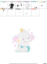 Load image into Gallery viewer, King Elephant embroidery designs - Animal embroidery design machine embroidery pattern - Baby girl embroidery file - elephant with crown pes
