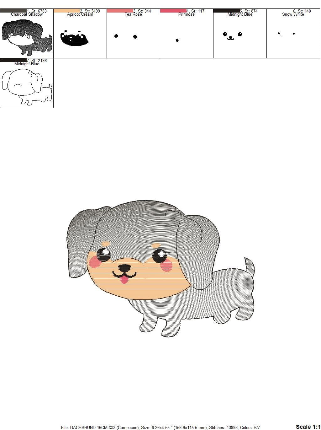 Dachshund embroidery designs - Dog embroidery design machine embroidery pattern - Puppy embroidery file -  Pet embroidery instant download Marcia Embroidery