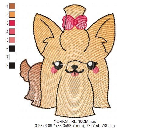 Yorkshire embroidery designs - Dog embroidery design machine embroidery pattern - Puppy embroidery file - Pet embroidery instant download Marcia Embroidery