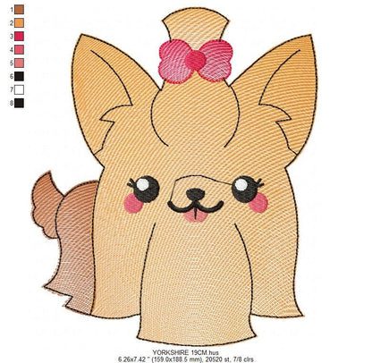Yorkshire embroidery designs - Dog embroidery design machine embroidery pattern - Puppy embroidery file - Pet embroidery instant download Marcia Embroidery