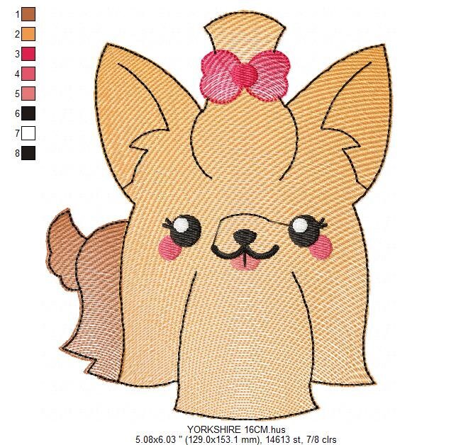 Yorkshire embroidery designs - Dog embroidery design machine embroidery pattern - Puppy embroidery file - Pet embroidery instant download Marcia Embroidery