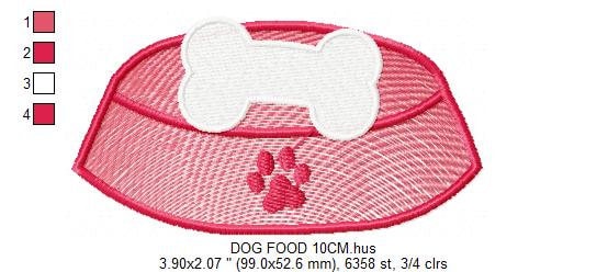 Dog food dish embroidery designs - Pet food bowl embroidery design machine embroidery pattern - Boy kid embroidery file - instant download Marcia Embroidery