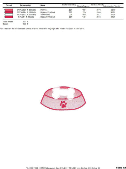 Dog food dish embroidery designs - Pet food bowl embroidery design machine embroidery pattern - Boy kid embroidery file - instant download Marcia Embroidery