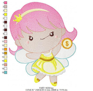 Tooth Fairy embroidery designs - Money Fairy embroidery design machine embroidery pattern - Baby girl embroidery file - instant digital pes