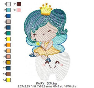 Tooth Fairy embroidery designs - Fairy godmother embroidery design machine embroidery pattern - Fairy with teeth file - instant download pes