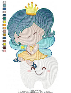 Tooth Fairy embroidery designs - Fairy godmother embroidery design machine embroidery pattern - Fairy with teeth file - instant download pes