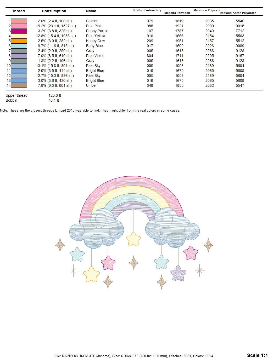 Rainbow embroidery design - Sky embroidery designs machine embroidery pattern - Baby girls embroidery file - Rainbow rippled star clouds pes Marcia Embroidery