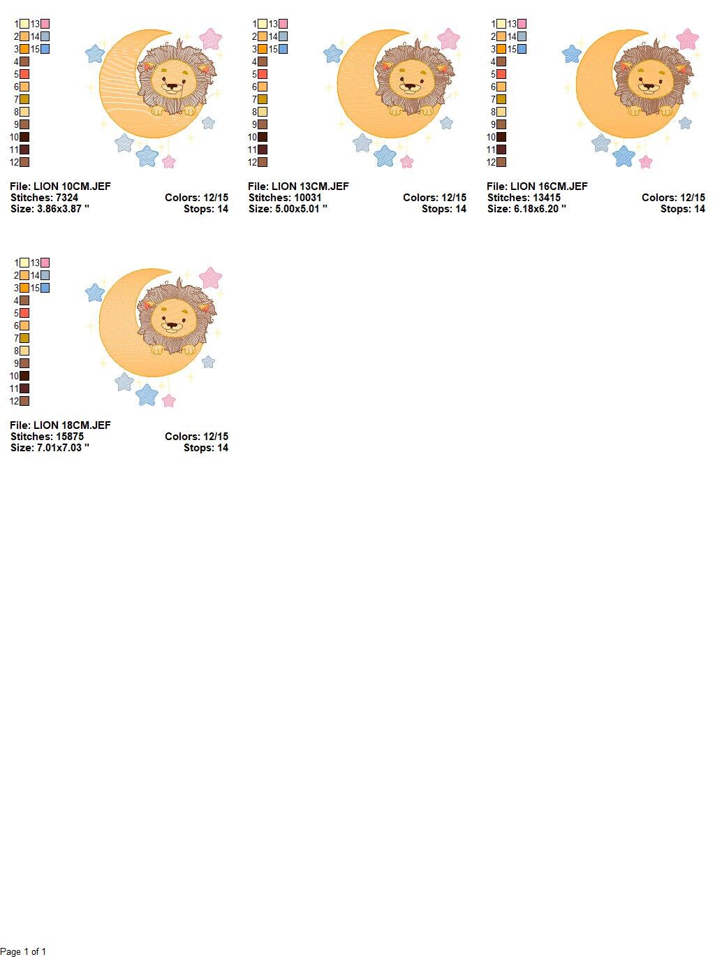 Lion embroidery designs - Safari embroidery design machine embroidery pattern - Baby boy embroidery file - Moon embroidery download pes jef