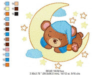 Laden Sie das Bild in den Galerie-Viewer, Bear embroidery designs - Sleeping bear embroidery design machine embroidery pattern - Baby bear in the moon embroidery file - pes download
