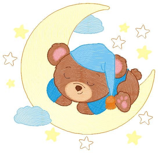 Bear embroidery designs - Sleeping bear embroidery design machine embroidery pattern - Baby bear in the moon embroidery file - pes download Marcia Embroidery
