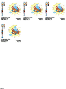 Bear embroidery designs - Sleeping bear embroidery design machine embroidery pattern - Baby bear in the moon embroidery file - pes download
