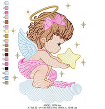 Load image into Gallery viewer, Angel with wings embroidery designs - Baby girl embroidery design machine embroidery pattern - Girl with wings embroidery file pes download
