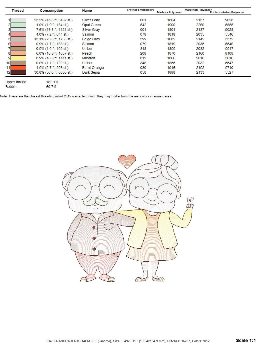 Grandparents embroidery designs - Love Old Couple embroidery design machine embroidery pattern - Grandma and Grandpa - instant download pes Marcia Embroidery