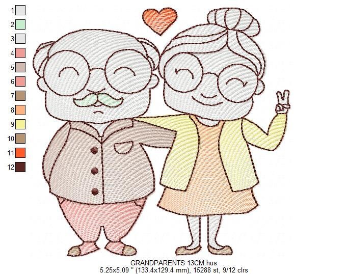 Grandparents embroidery designs - Love Old Couple embroidery design machine embroidery pattern - Grandma and Grandpa - instant download pes Marcia Embroidery