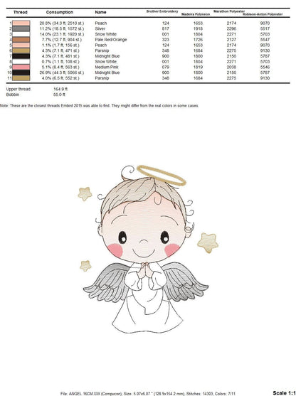 Angel embroidery designs - Baby boy embroidery design machine embroidery pattern - Boy with wings embroidery file - instant download pes jef
