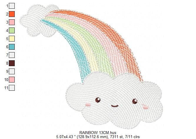 Cloud embroidery design - Rainbow embroidery designs machine embroidery pattern - sky embroidery file - kid embroidery rainbow rippled pes Marcia Embroidery