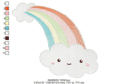 Cloud embroidery design - Rainbow embroidery designs machine embroidery pattern - sky embroidery file - kid embroidery rainbow rippled pes Marcia Embroidery