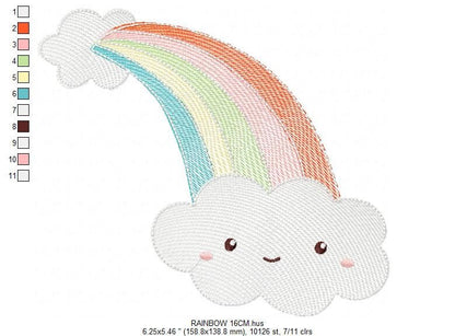 Cloud embroidery design - Rainbow embroidery designs machine embroidery pattern - sky embroidery file - kid embroidery rainbow rippled pes Marcia Embroidery
