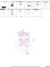 Laden Sie das Bild in den Galerie-Viewer, Unicorn embroidery designs - Baby Girl embroidery design machine embroidery pattern - Fantasy embroidery - Newborn layette unicorn design
