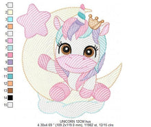 Charger l&#39;image dans la galerie, Unicorn embroidery designs - Baby Girl embroidery design machine embroidery pattern - Fantasy embroidery - newborn layette rainbow design
