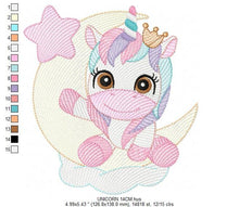 Charger l&#39;image dans la galerie, Unicorn embroidery designs - Baby Girl embroidery design machine embroidery pattern - Fantasy embroidery - newborn layette rainbow design
