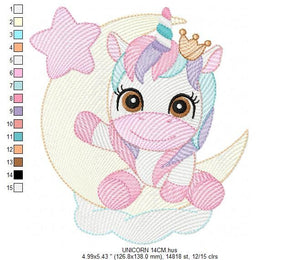 Unicorn embroidery designs - Baby Girl embroidery design machine embroidery pattern - Fantasy embroidery - newborn layette rainbow design