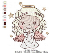 Cargar imagen en el visor de la galería, Angel embroidery designs - Baby girl embroidery design machine embroidery pattern - Girl with wings embroidery file - instant download pes
