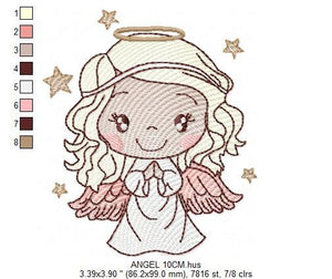 Angel embroidery designs - Baby girl embroidery design machine embroidery pattern - Girl with wings embroidery file - instant download pes