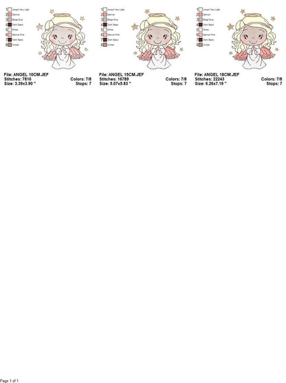 Angel embroidery designs - Baby girl embroidery design machine embroidery pattern - Girl with wings embroidery file - instant download pes
