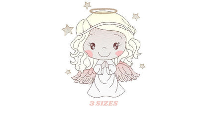 Angel embroidery designs - Baby girl embroidery design machine embroidery pattern - Girl with wings embroidery file - instant download pes