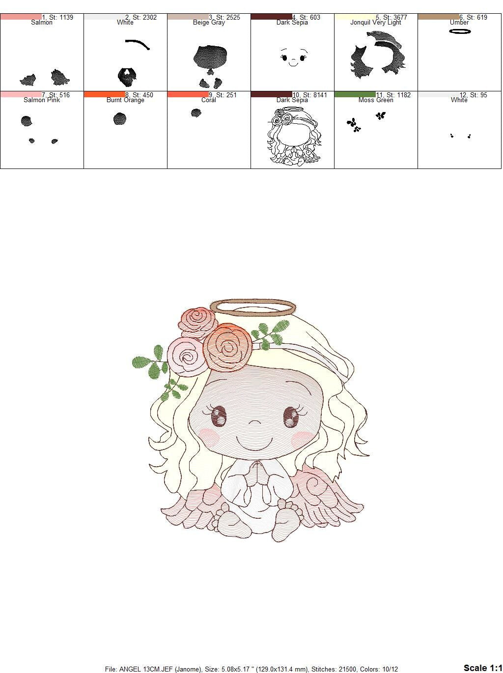 Angel embroidery designs - Baby girl embroidery design machine embroidery pattern - Girl with wings embroidery file - instant download pes